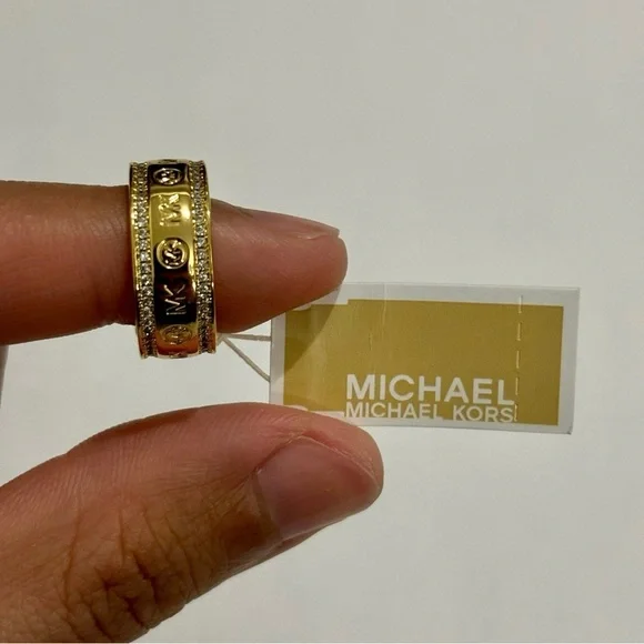Michael Kors Gold-Tone Brass Eternity Ring Size 5